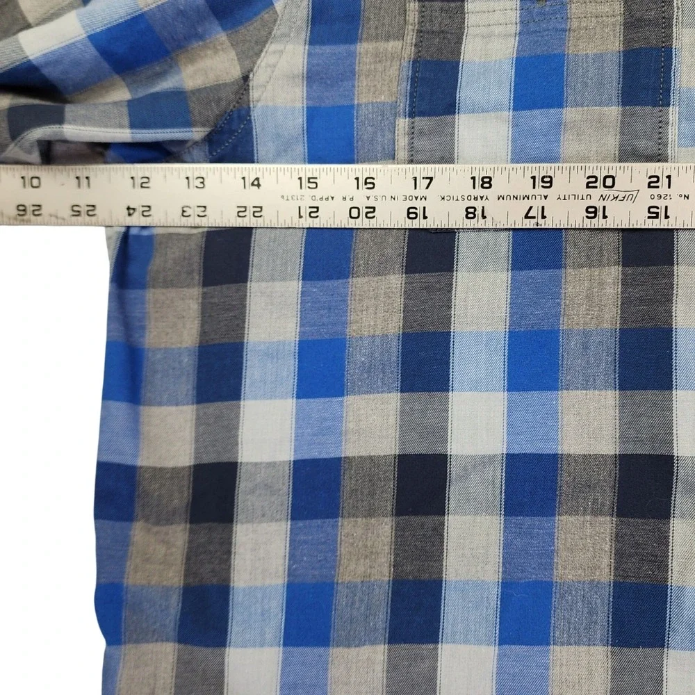 The North Face XL Blue Grey Plaid Button Down Shirt Long Sleeve Gorpcore Outdoor